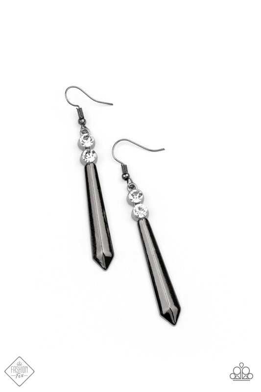 Paparazzi - Sparkle Stream Black Earrings