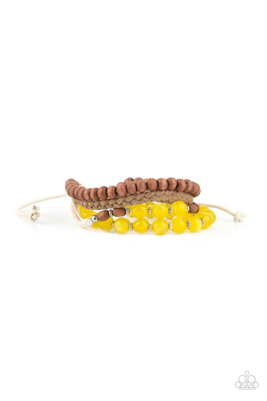 Paparazzi - Down HOMESPUN - Yellow Urban Bracelet