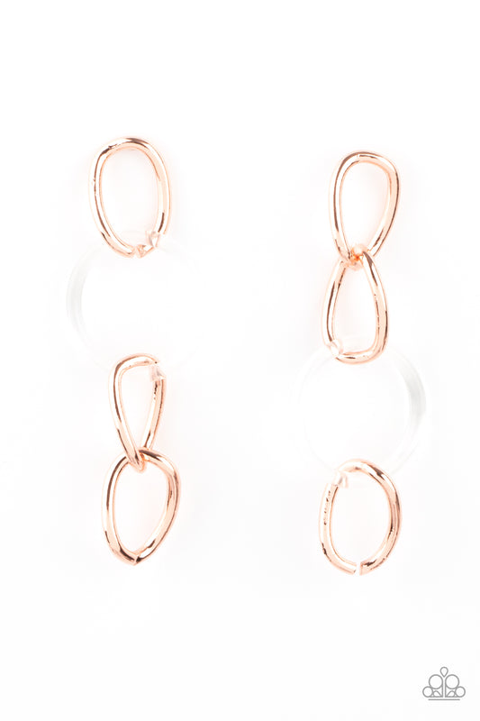 Paparazzi - Talk In Circles - Copper Earrings