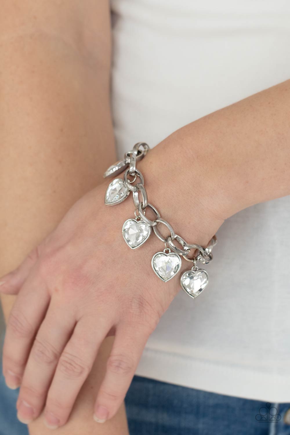 Paparazzi - Candy Heart Charmer - White Bracelet