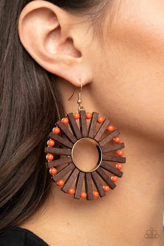 Paparazzi - Solar Flare Orange Earrings