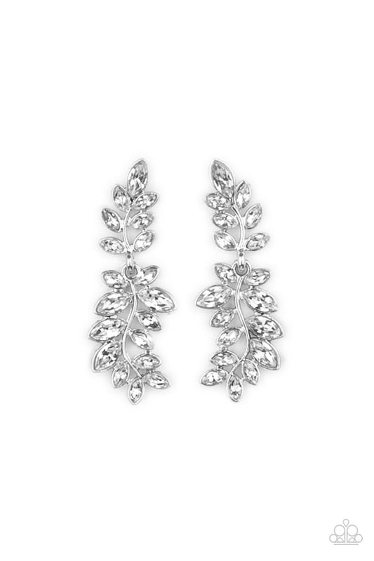 Paparazzi - Frond Fairytale - White Post Earrings