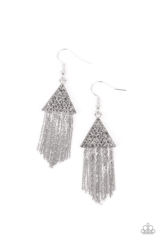 Paparazzi - Pyramid SHEEN - Silver Earrings