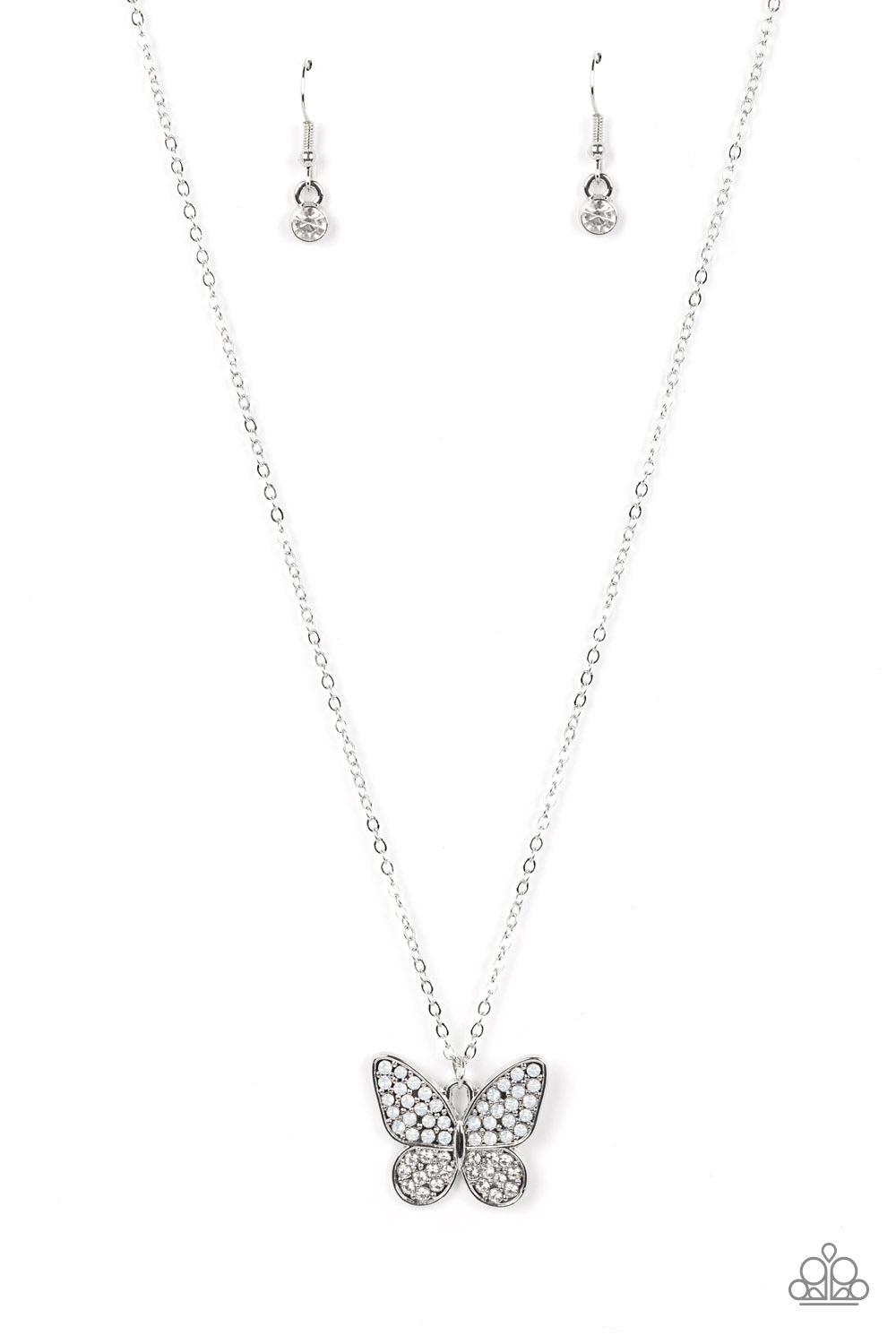 Paparazzi - Flutter Forte - White Butterfly Necklace