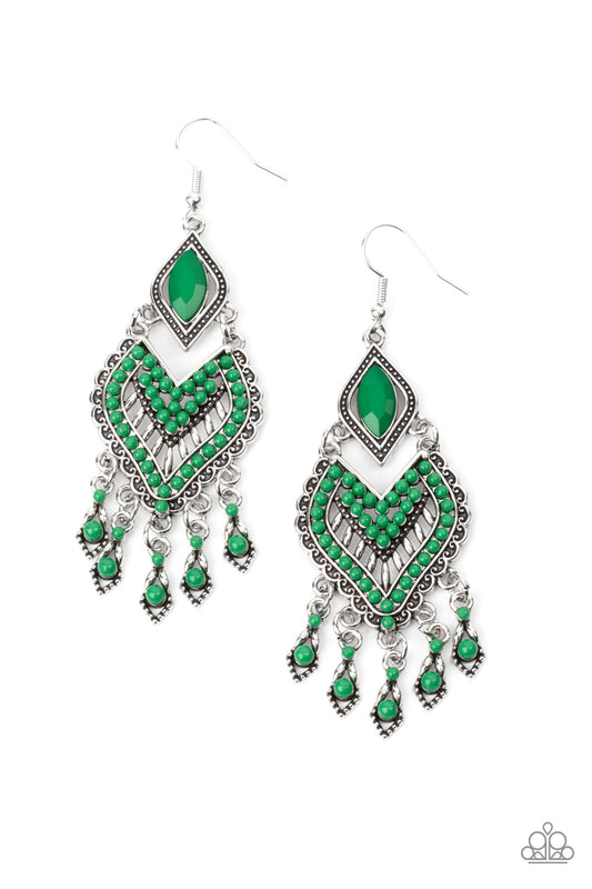 Paparazzi - Dearly Debonair - Green Earrings