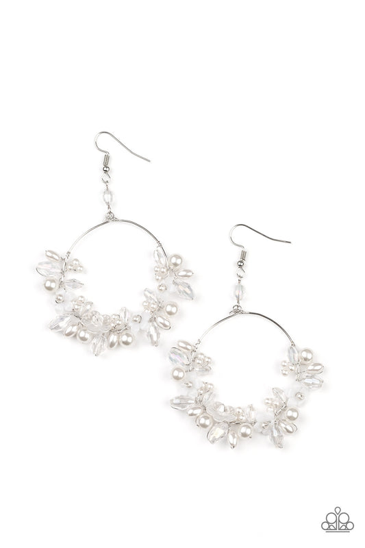 Paparazzi - Floating Gardens - White Earrings