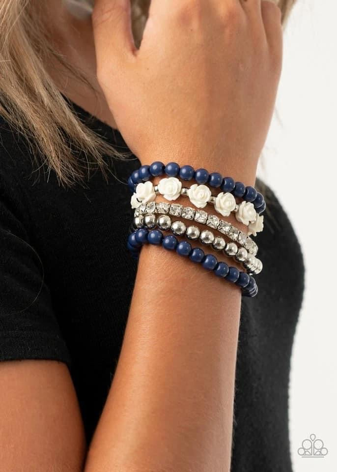 Paparazzi - Rose Garden Grandeur - Blue Bracelet