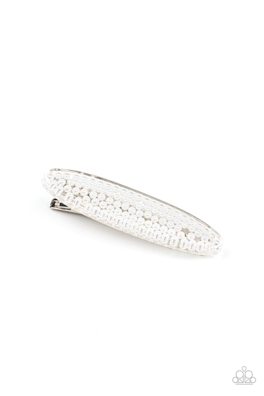 Paparazzi - Pearl Pizzaz - White Hair Clip