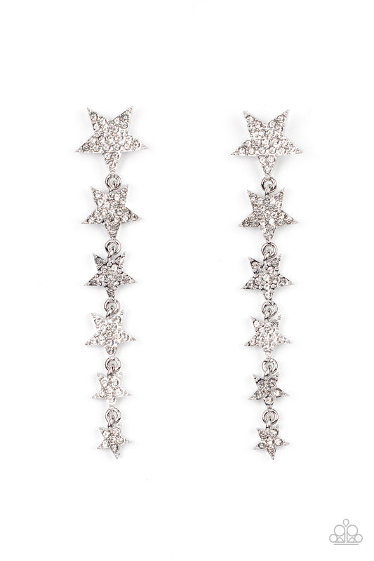 Paparazzi- Americana Attitude - White Post Earrings