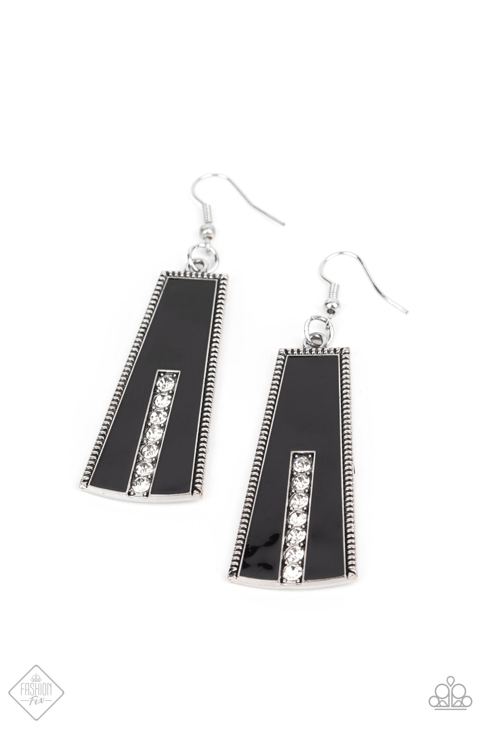 Paparazzi - Demandingly Deco - Black Earrings