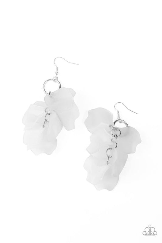 Paparazzi - Glass Gardens - White Earrings