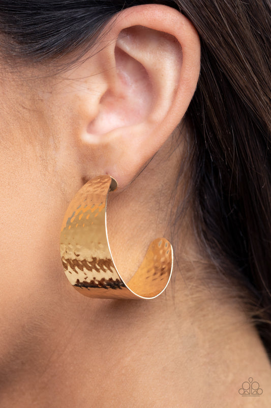 Paparazzi - Flatten The Curve - Gold Hoop Earrings