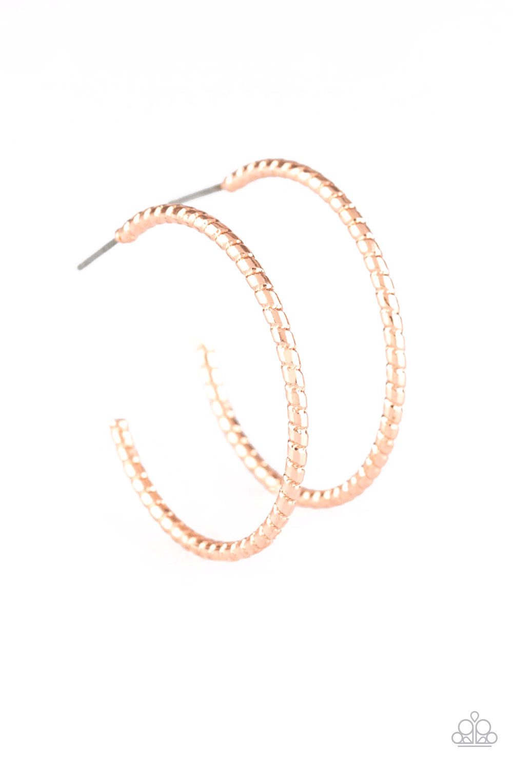 Paparazzi - HOOP, Line, and Sinker - Rose Gold Earrings