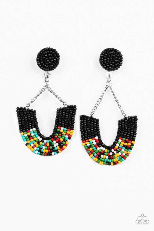 Paparazzi - Make it RAINBOW - Black Earrings