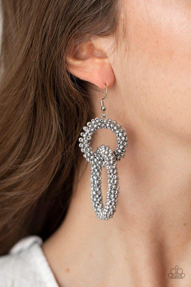 Paparazzi - Luck BEAD a Lady - Silver Earrings