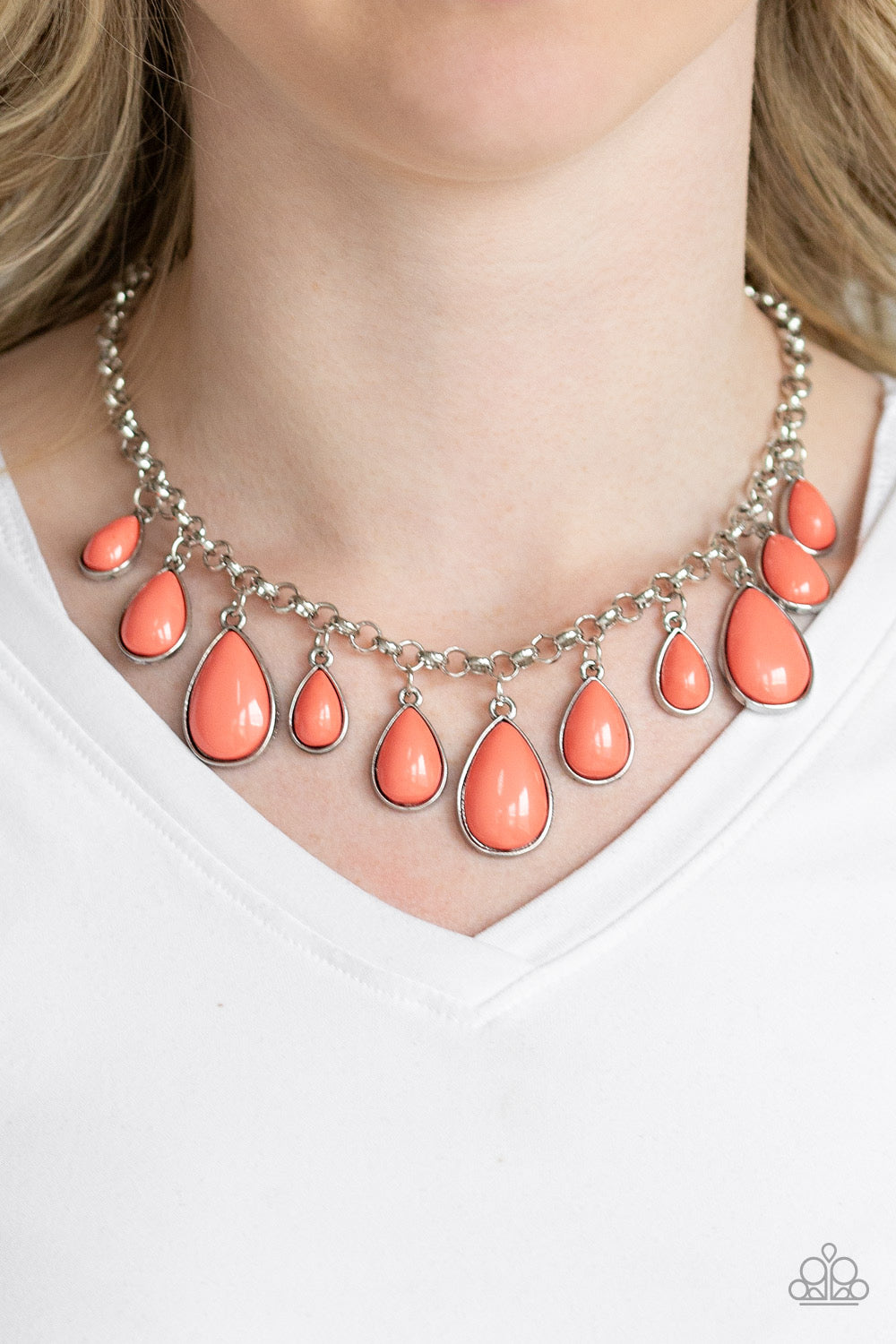 Paparazzi - Jaw-Dropping Diva - Orange Necklace