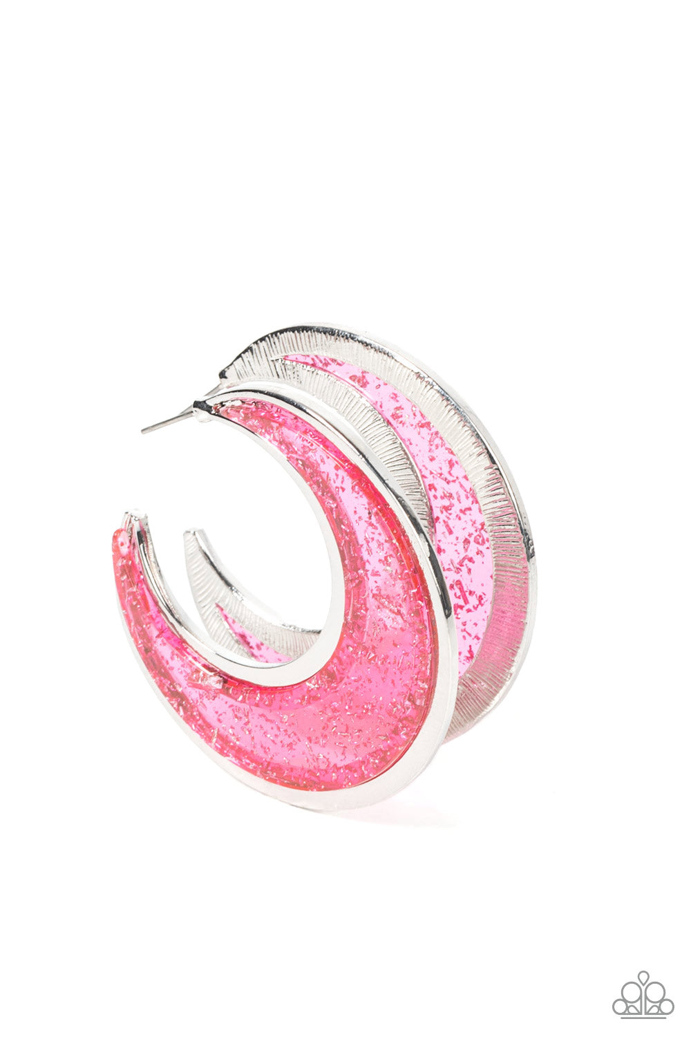 Paparazzi - Charismatically Curvy - Pink Hoop Earrings