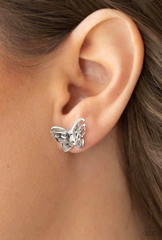 Paparazzi - Flutter Fantasy - Silver Post Earrings