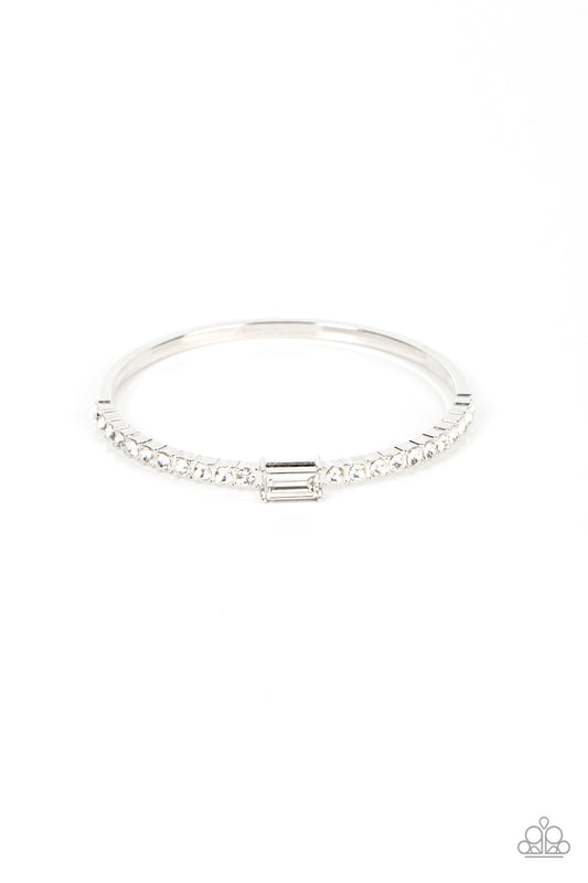 Paparazzi -Party Crashing Couture - White Bangle Bracelet