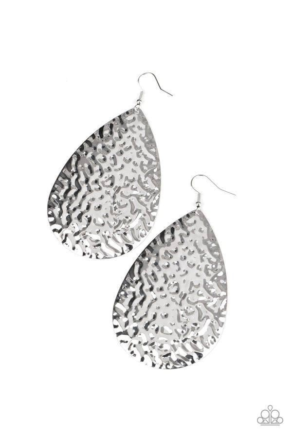 Paparazzi- Metallic Mirrors Silver Earrings