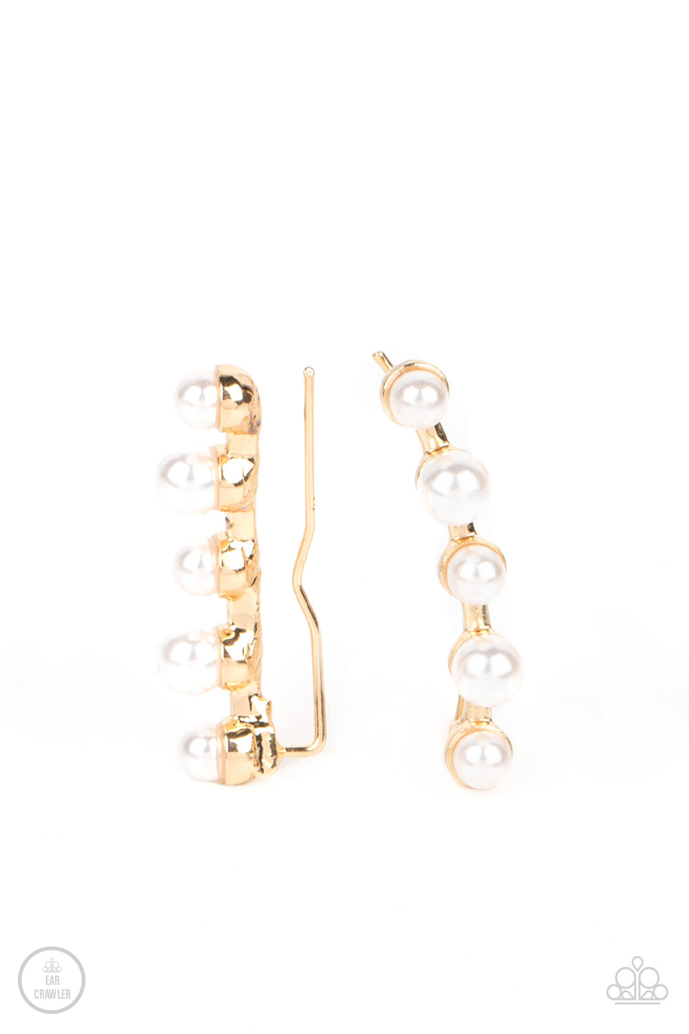 Paparazzi - Drop-Top Attitude - Gold Post Crawler Earrings