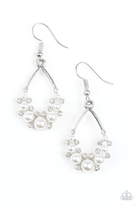 Paparazzi - Fancy First White Earrings