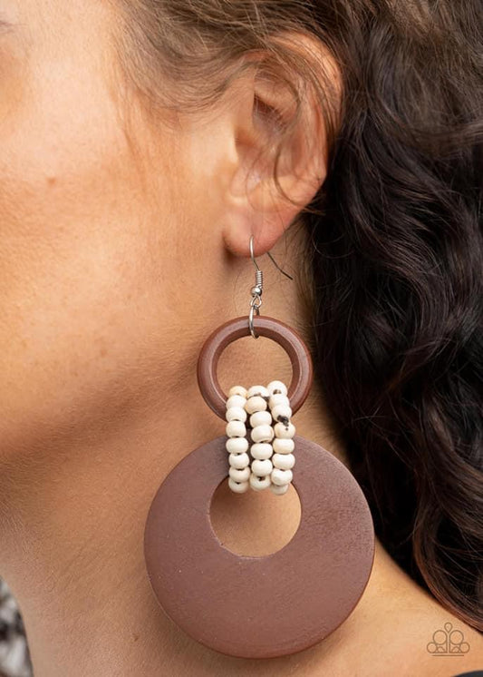 Paparazzi - Beach Day Drama Brown Earrings