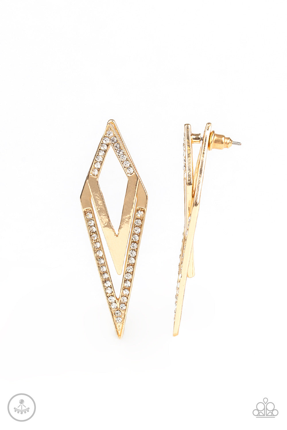 Paparazzi - Point-BANK - Gold Post Earrings