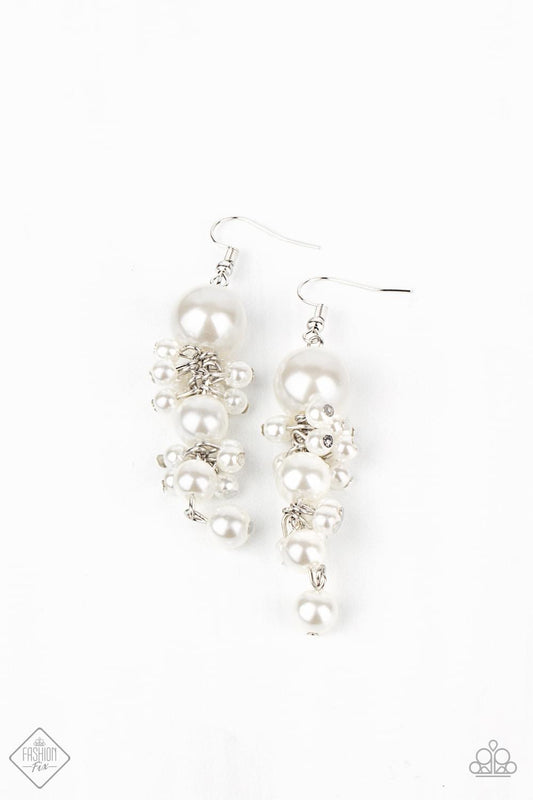 Paparazzi- Ageless Applique - White Earrings