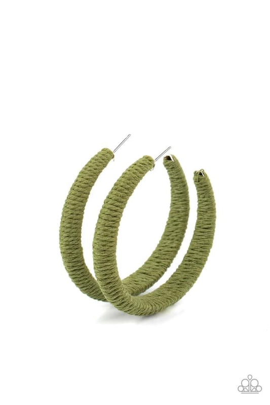 Paparazzi - TWINE and Dine - Green Earrings