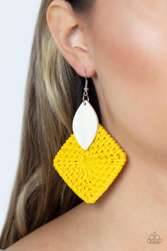 Paparazzi - Sabbatical WEAVE - Yellow Earrings