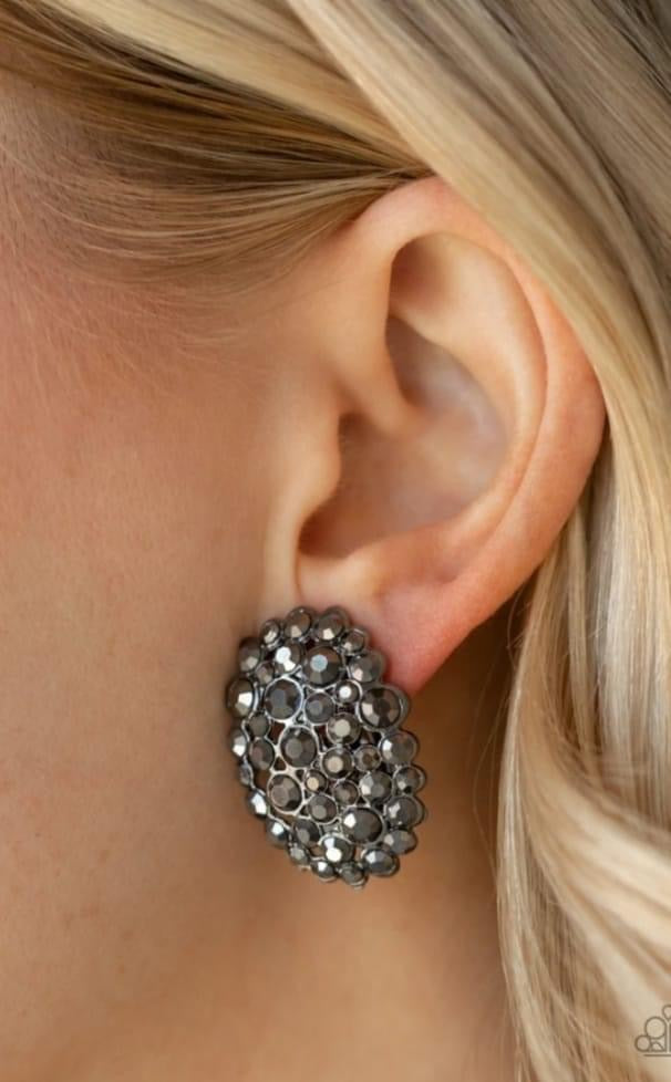 Paparazzi- Daring Dazzle Black Post Earrings