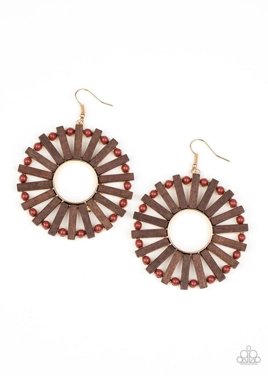 Paparazzi - Solar Flare Brown Earrings