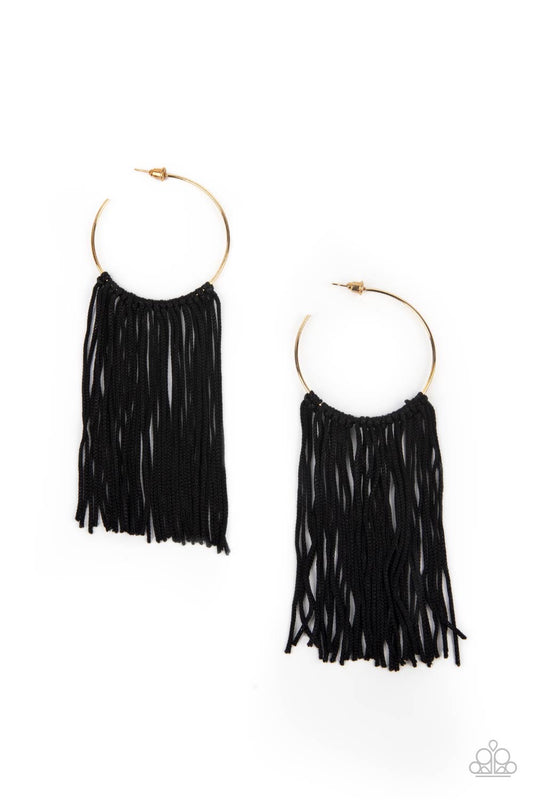 Paparazzi - Flauntable Fringe - Gold Hoop Earrings