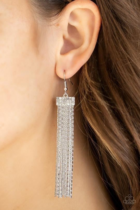 Twinkling Tapestry White Earrings