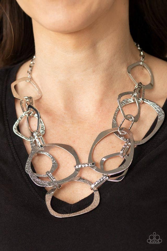 Paparazzi - October 2020 Life of the Party - Salvage Yard Silver Necklace