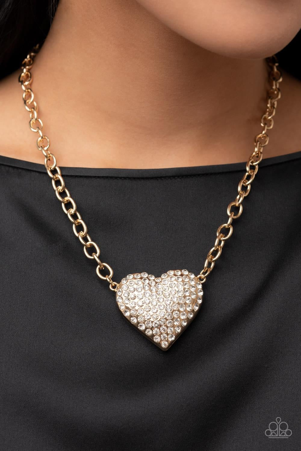 Paparazzi - HeartBreakingly Blingy Gold Necklace