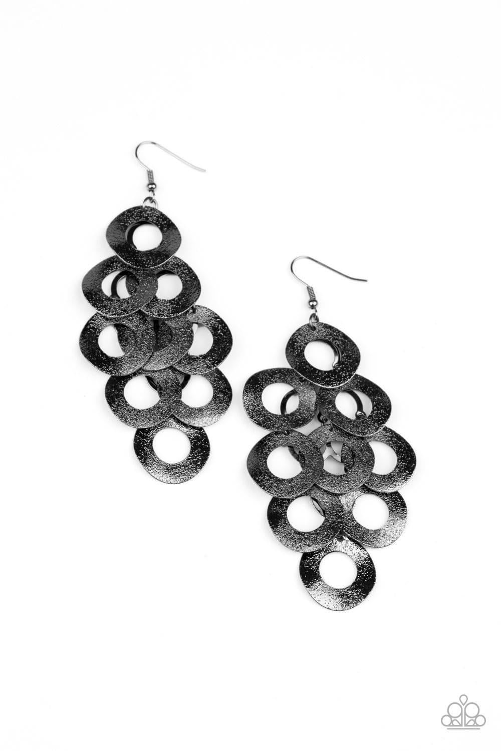 Paparazzi - Scattered Shimmer Black Earrings