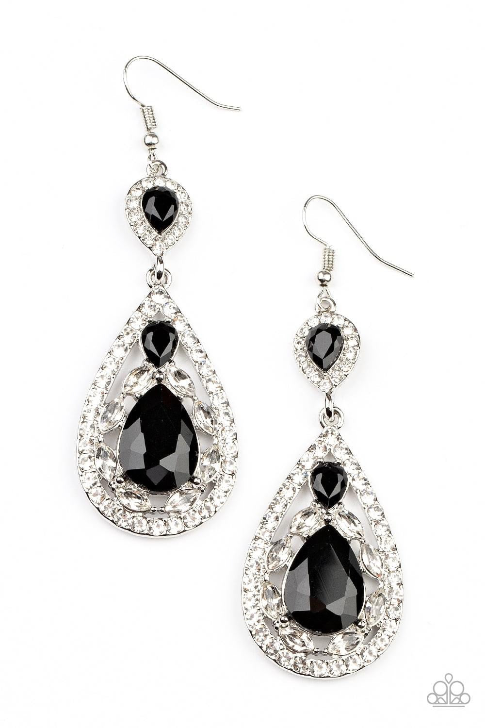 Paparazzi - Posh Pageantry - Black Earrings