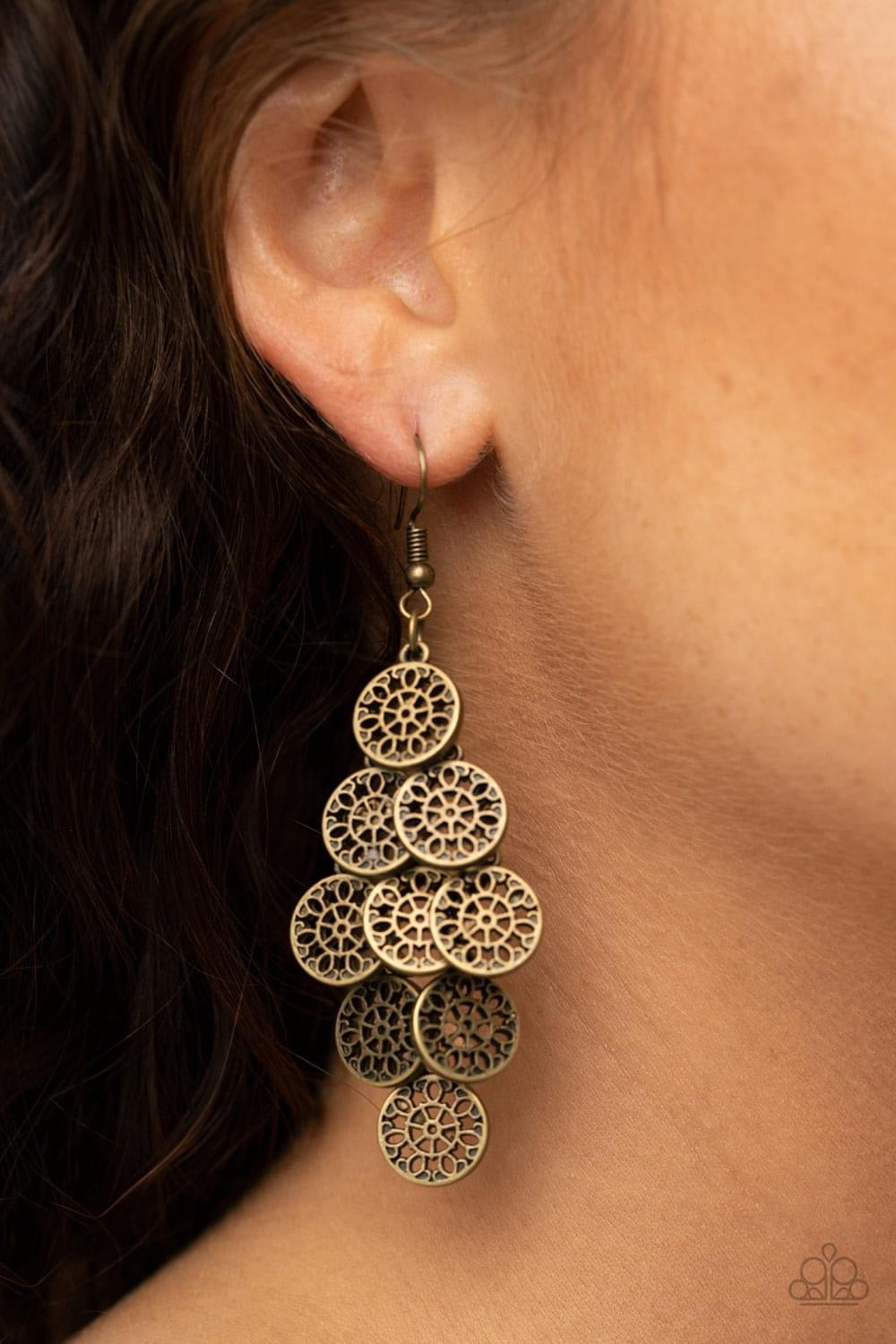 Paparazzi - Blushing Blooms - Brass Earrings