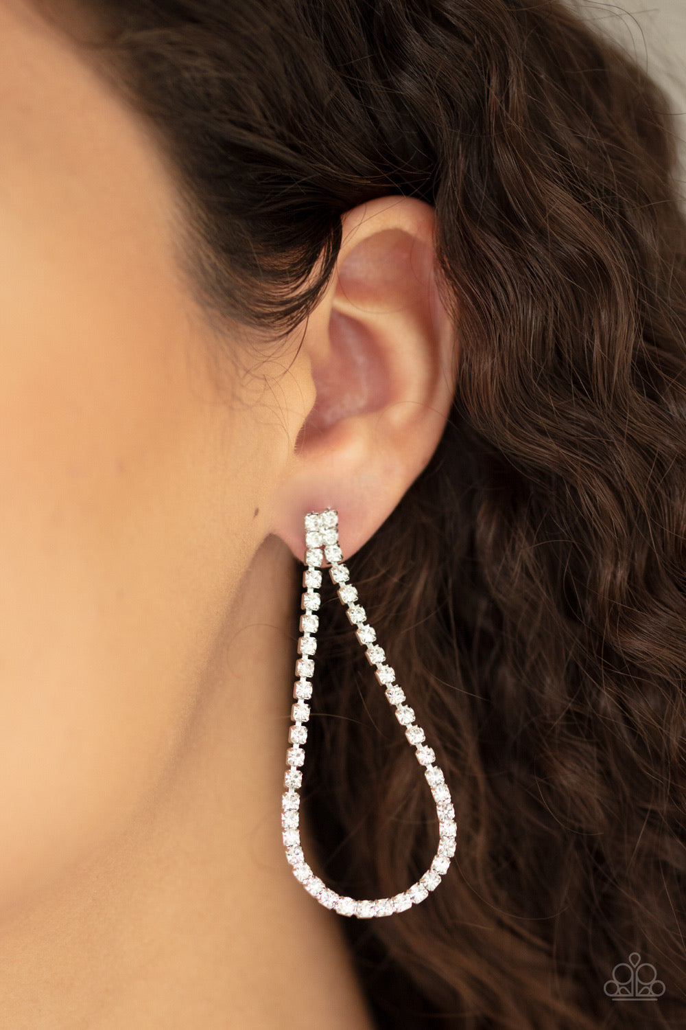 Paparazzi - Diamond Drops - White Post Earrings