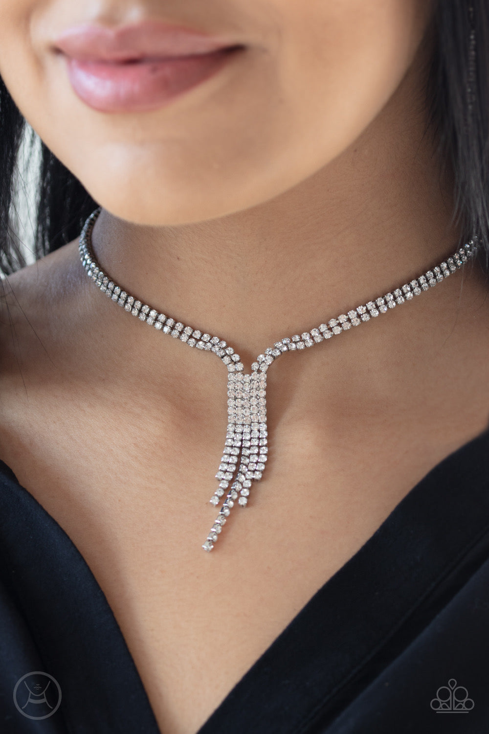 Paparazzi - Double The Diva - White Choker Necklace