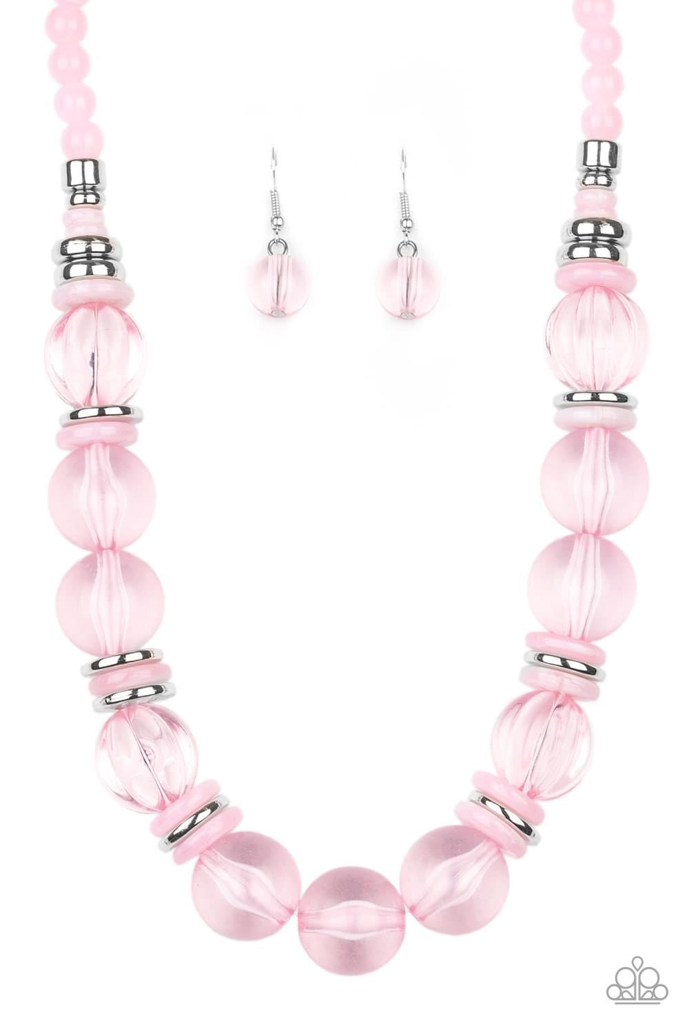 Paparazzi - Fragile Florals - Pink Earrings and Bubbly Beauty Pink Necklace