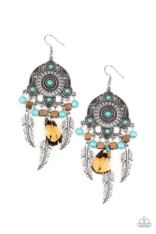 Paparazzi - October Life of the Party - Desert Plains Blue Earrings