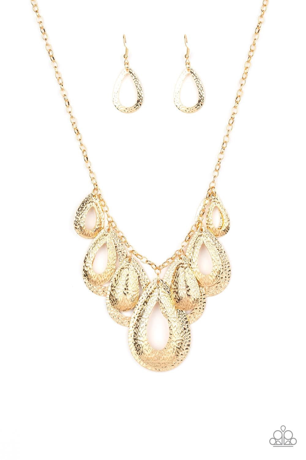 Paparazzi- Teardrop Tempest Gold Necklace