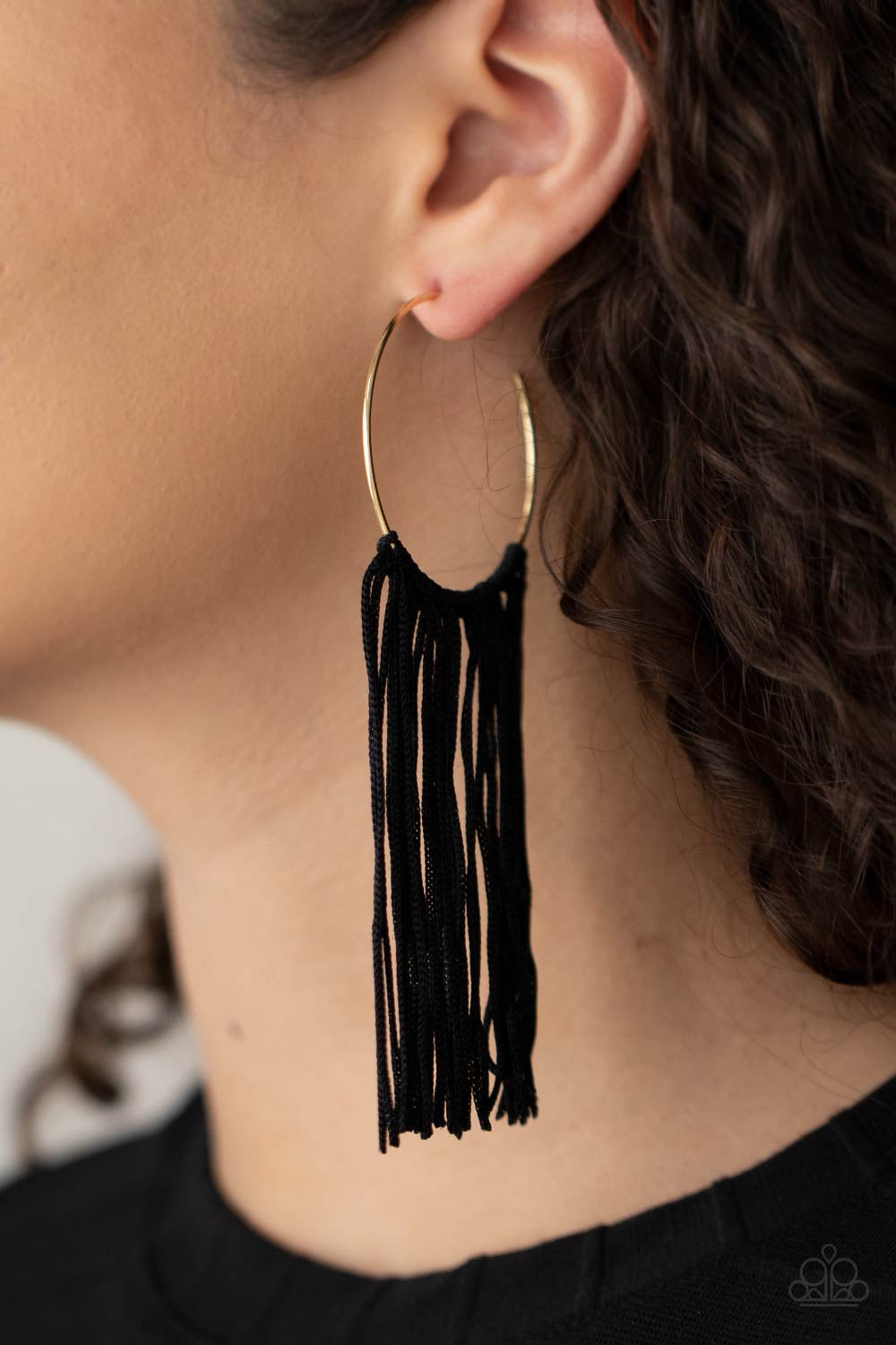 Paparazzi - Flauntable Fringe - Gold Hoop Earrings