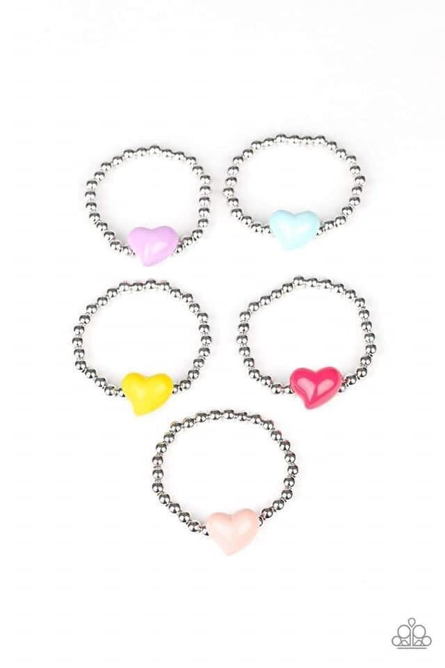 Paparazzi - Starlet Shimmer Silver Beaded Heart Charm Bracelets