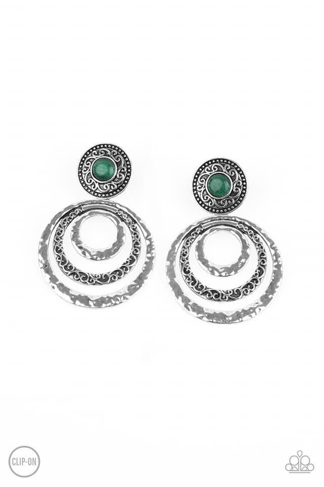 Paparazzi- Bare Your Soul - Green Clip-On Earrings