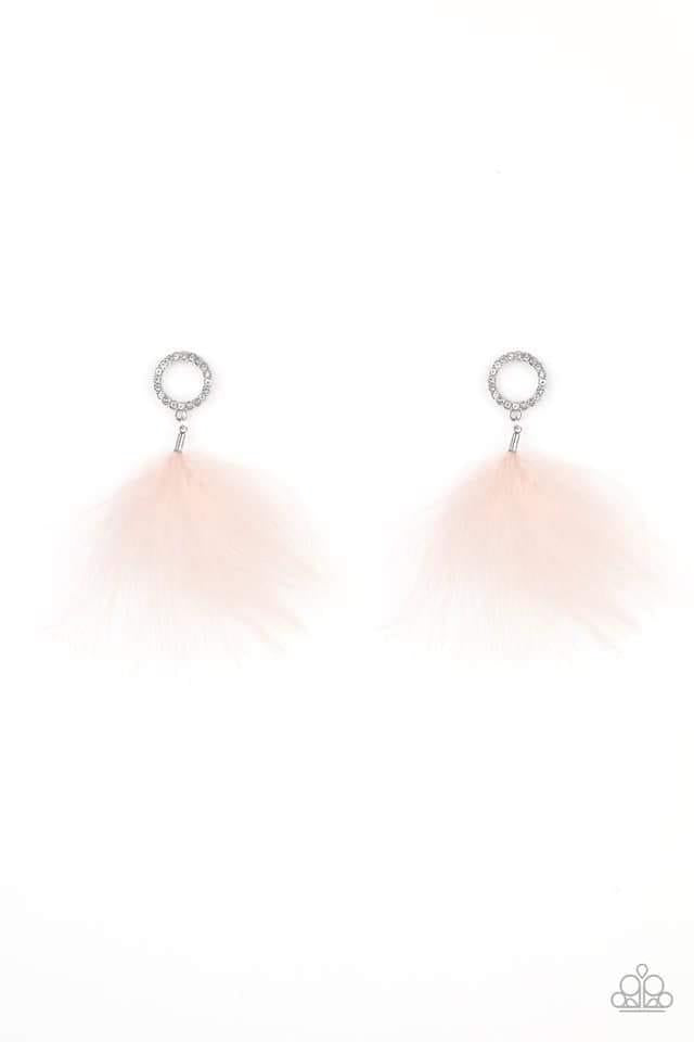 Paparazzi - BOA Down - Pink Feather Earrings