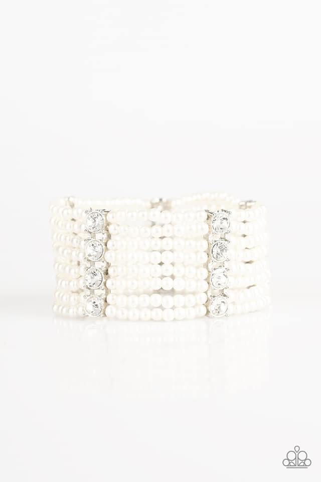 Paparazzi - Get In Line - White Bracelet